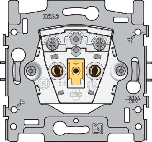 Base for socket outlet without earthing, flush - mounting depth 21mm, 16A / 250Vac, screw terminals