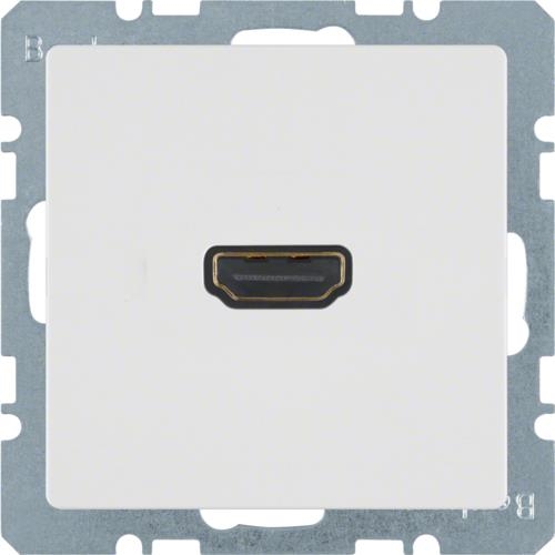 High definition socket out. 90° plugconnection, Q.1 / Q.3, polar White velvety