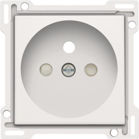 Afwerkingsset voor stopcontact met penaarde en kinderveiligheid, inbouwdiepte 28,5mm, White Steel