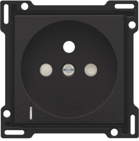 Afwerkingsset met doorschijnende lens voor stopcontact met spanningsaanduiding Bakelite Black