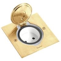 Floor square receptacle Golden brushed