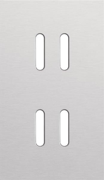 Double cover plate, vertical 60mm center distance, for double switch functions, Niko rocker Alu Grey