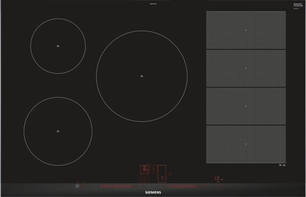 iQ700 Induction hob 80cm, flex, 5 zones (1flex.), fryingSensor, boost, timer, dual lightSlider, powe