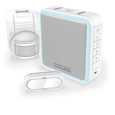 Wireless chime kit including mobile chime with range extension, wireless motion sensor and push but.