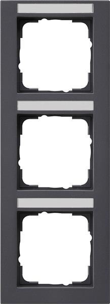 Cover frame 3 gang vertical with inscription space Gira E2 Anthracite