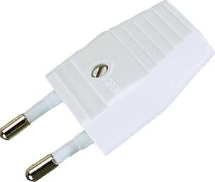 Fiche 2 pôles mâle - 2,5A - 230V - Blanc