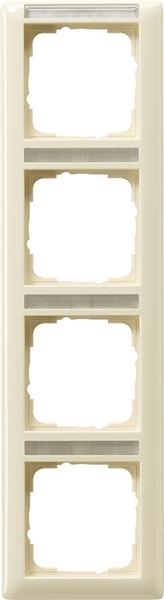 Cover frame 4 gang vertical with inscription space standard 55 cream White