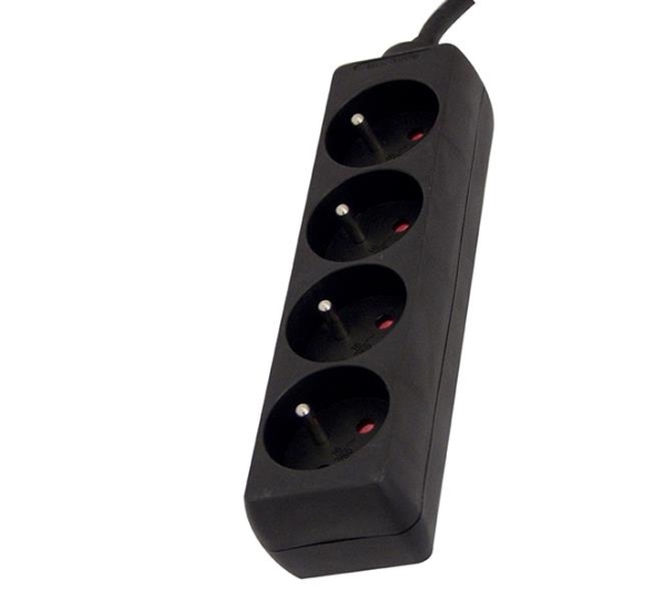 Black power strip - 4 x 16A - 1.5m