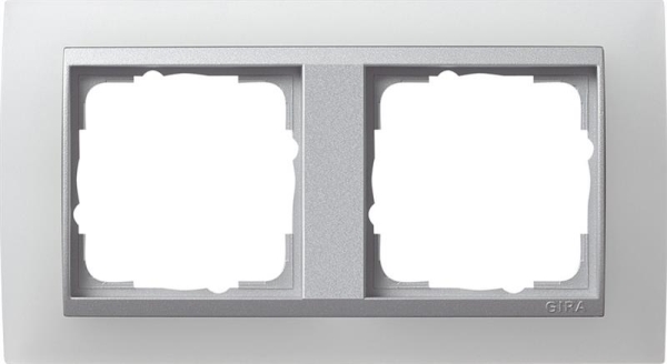 Cover frame 2 gang intermediate frame colour Aluminium Gira Event opaque White