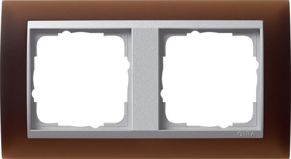 Cover frame 2 gang intermediate frame colour Aluminium Gira Event opaque dark Brown