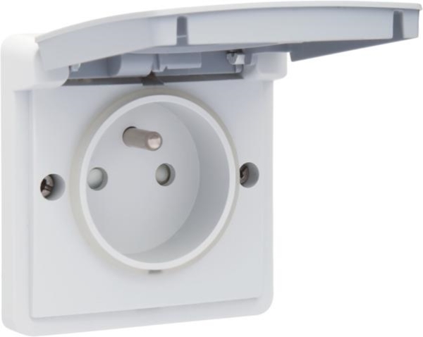 Splashproof surface - mounting socket outlet 16A / 250Vac with pin earthing, safety shutters and wit