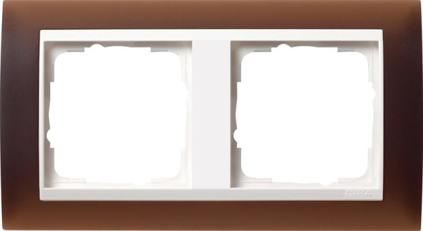 Cover frame 2 gang intermediate frame pure White Gira Event opaque dark Brown