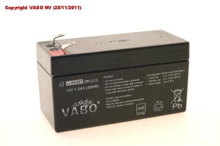 Batterie Acide - Plomb 12V 1200mAh longueur 97mm largeur 43mm hauteur 53mm