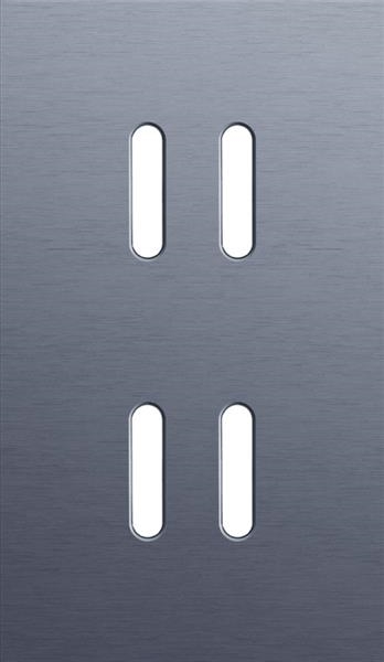 Double cover plate, vertical 60mm center distance, for double switch functions, Niko rocker Aluminum