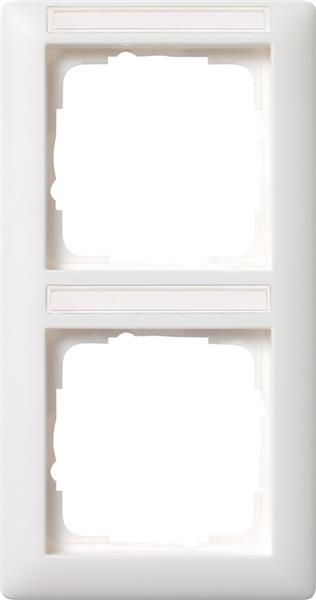 Cover frame 2 gang vertical with inscription space standard 55 pure White mat