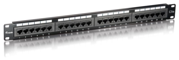 Patch panel UTP RJ45 cat5E 24 ports Black