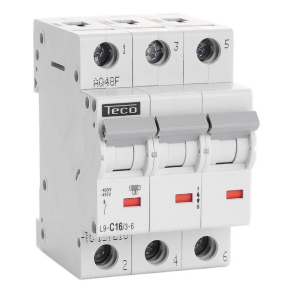 Circuit breaker 3 poles 16A 6kA curve C