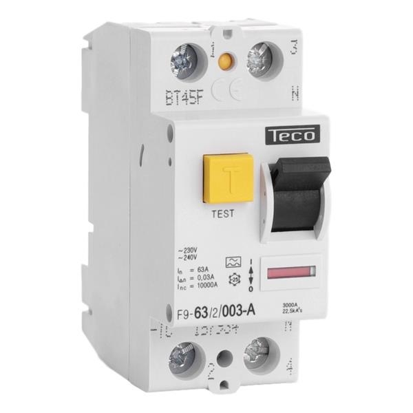 Residual current circuit breaker 2 poles 63A 30mA type A breaking capacity 10kA