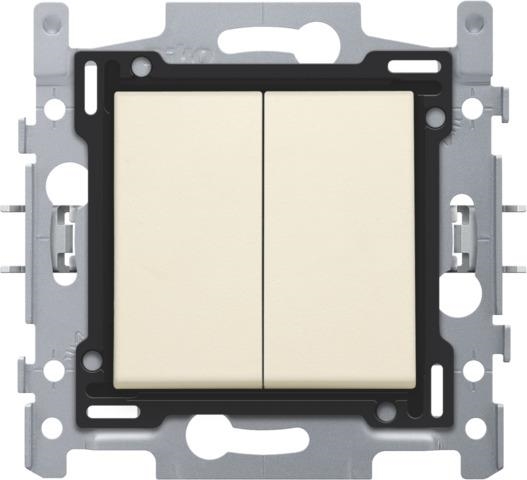 Double two - way switch, base, screw terminals and finishing set Cream