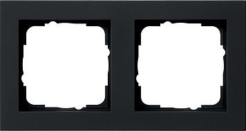 Cover frame 2 gang Gira E2 Black mat