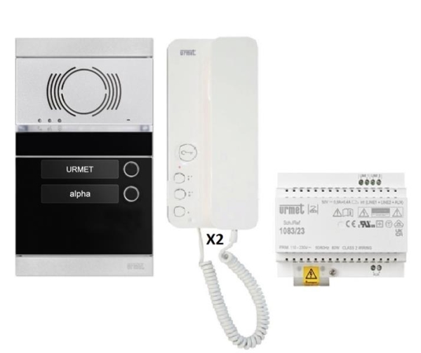 Kit audio 2 appartementen voorgeprogrammeerd 2- draads