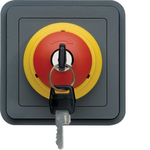 Cubyko emergency switch with key assembly IP55 Grey