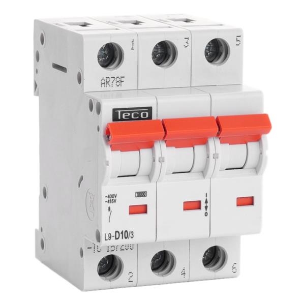 Circuit breaker 3  poles 10A 10kA curve D