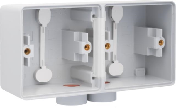 Splashproof double horizontal surface - mounting box with one double M20 input for flush - mounting