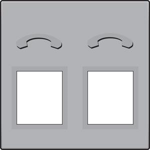 Telephone socket finishing set with 2 RJ11 sockets in parallel Silver