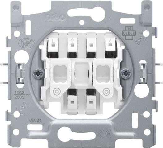 Base for roll - down shutter push button, electrically separated, 10A / 250Vac, plug - in terminals