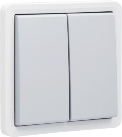 Splashproof, non - illuminable double push button 10A / 250Vac with 2 N.O. or N.C. contacts, excludi