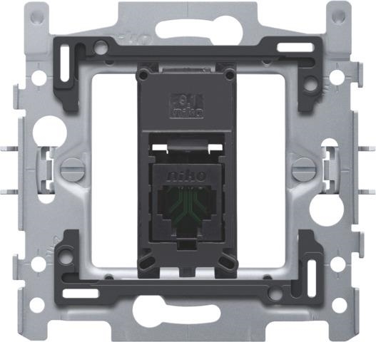 RJ45 - aansluiting UTP cat5E, vlakke uitvoering, inclusief inbouwraam klauwbevestiging