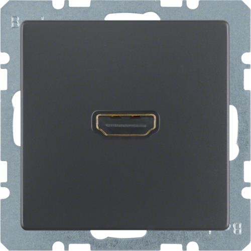 High definition socket out. 90° plugconnection, Q.1 / Q.3, Anthracite velvety,