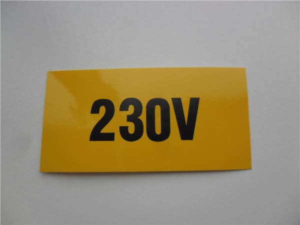 Sticker aanduiding spanning "230V" 70 x 35mm