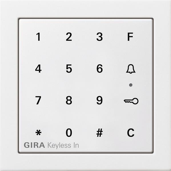 Gira keyless In keypad Gira F100 pure White