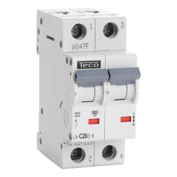 Circuit breaker 2 poles 20A 6kA curve C