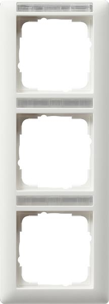 Cover frame 3 gang vertical with inscription space standard 55 pure White mat