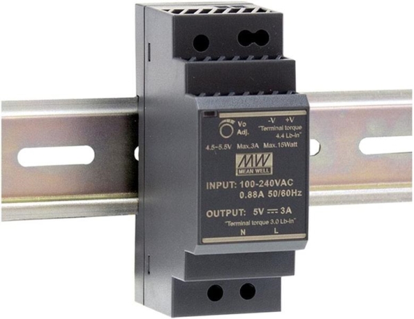 Gestabiliseerde voeding 24W 12Vdc 2A op Din rail