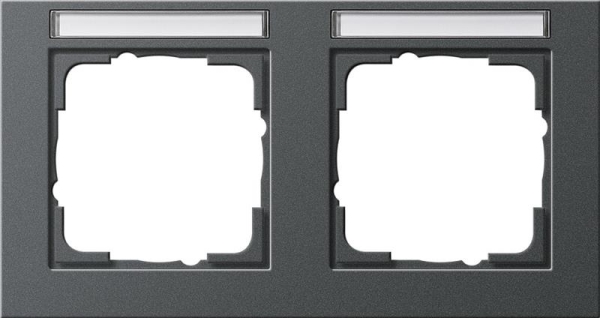 Cover frame 2 gang horizontal with inscription space Gira E2 Anthracite