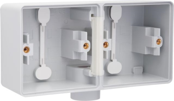 Splashproof double horizontal surface - mounting box with one M20 input for flush - mounting two fun