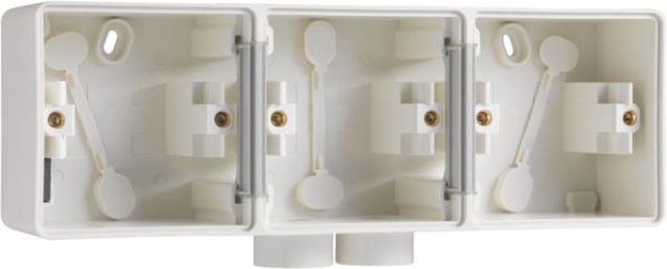 Splashproof triple horizontal surface - mounting box with one double M20 input for flush - mounting