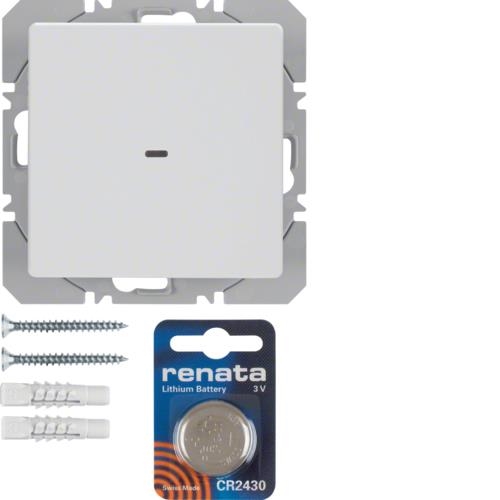 Bouton - poussoir simple à pile radio quicklink Knx Q.1 / Q.3 Blanc polaire Velours