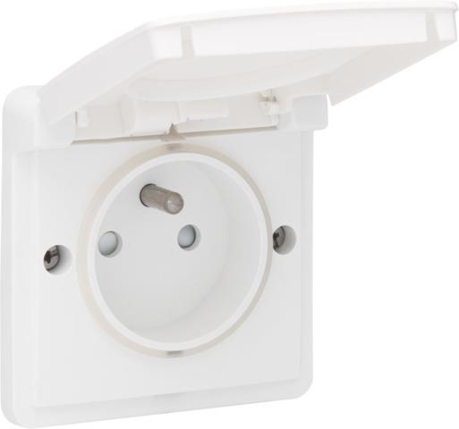 Splashproof surface - mounting socket outlet 16A / 250Vac with pin earthing, safety shutters and wit