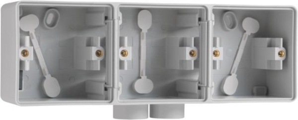 Splashproof triple horizontal surface - mounting box with one double M20 input for flush - mounting