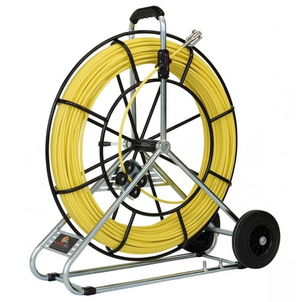 Fiberglass 9mm with steel reel and transport wheels 80m