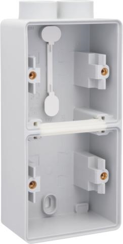 Splashproof double vertical surface - mounting box with one double M20 input for flush - mounting tw