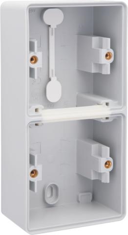 Splashproof double vertical surface - mounting box with two single flexible inputs for flush - mount