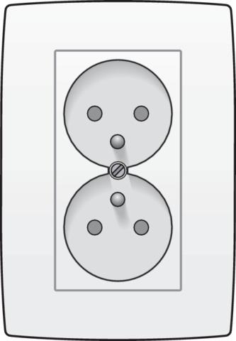 Double socket outlet vertical with pin earthing and safety shutters, flush - mounting depth 31.5mm,