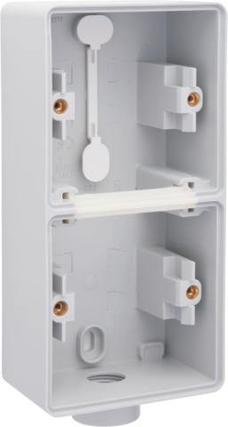 Splashproof double vertical surface - mounting box with one M20 input for flush - mounting two funct