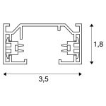 1 - fase rail 230V, opbouw, Zwart, 2m